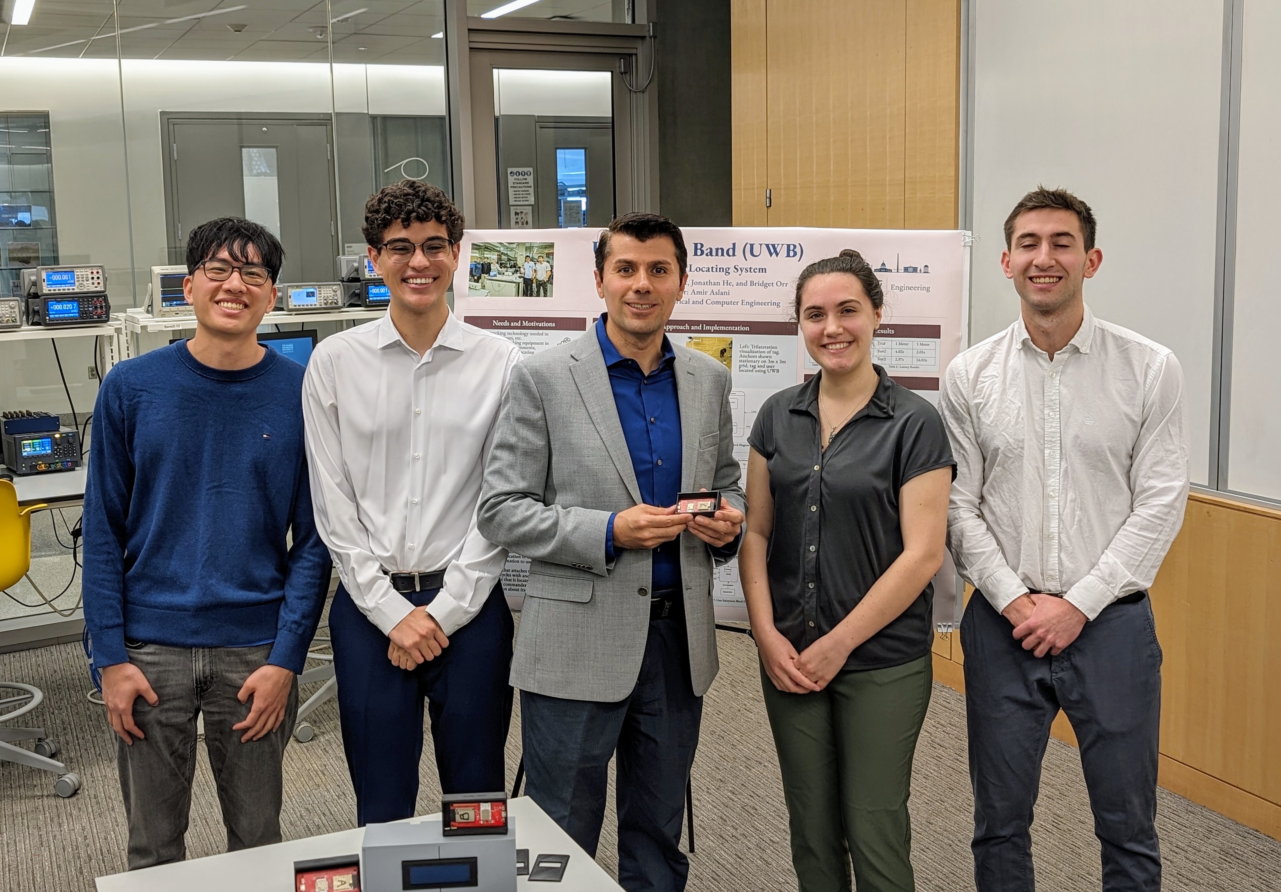 Photo of our UWB positioning system in action